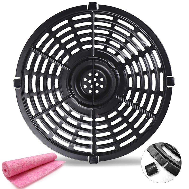 HEISENLIN Air Fryer Replacement Parts Round Grill Plate Crisper Plate for 37 QT NonStick Coating Air Fryer Accessories Rack Compatible with Gowise Chefman Dash Power Dishwasher Safe 