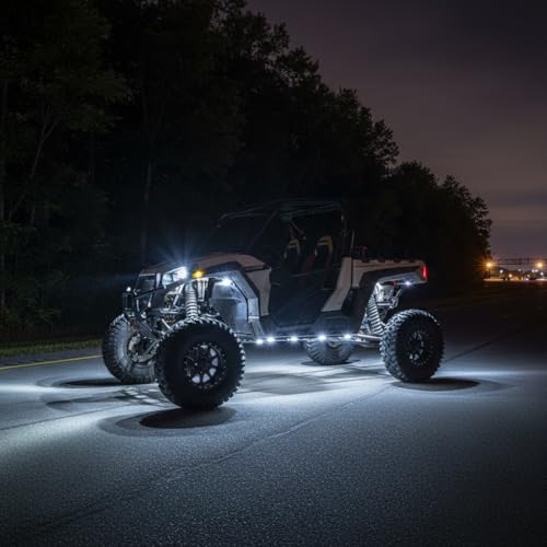 YONEDA 24 Pods White Rock Lights 6000K 9LED Ultra Bright LED Underglow Lights IP68 Waterproof for Trucks SUV UTV ATV RZR Car Boats Pickup Motorcycle with 39.37ft Extension Wire - Image 4