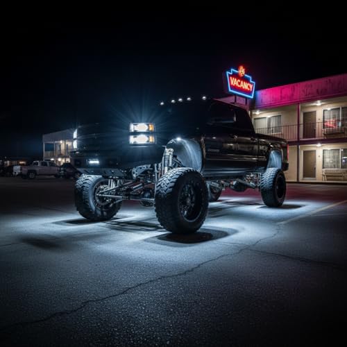 YONEDA 24 Pods White Rock Lights 6000K 9LED Ultra Bright LED Underglow Lights IP68 Waterproof for Trucks SUV UTV ATV RZR Car Boats Pickup Motorcycle with 39.37ft Extension Wire - Image 3