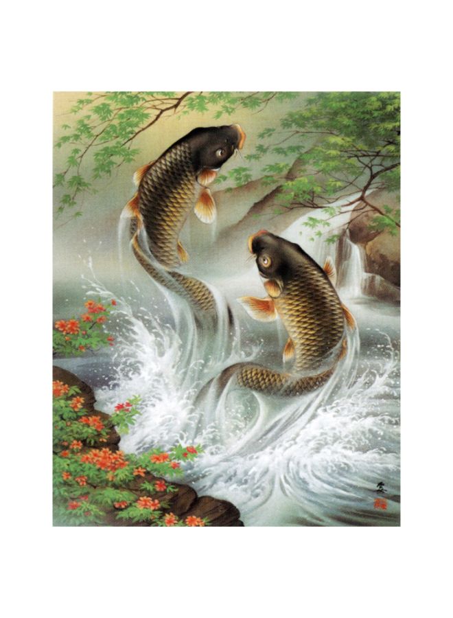NIBEMINENT DIY Fish Theme Canvas Painting For Wall Decoration Multicolour 30 x 40centimeter - Image 1