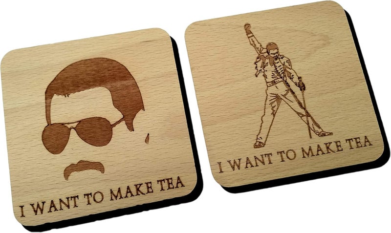 Fastcraft QUEEN FREDDIE MERCURY COASTER DRINK MAT ENGRAVED PRESENT GIFT (Both BEECH) - Image 1