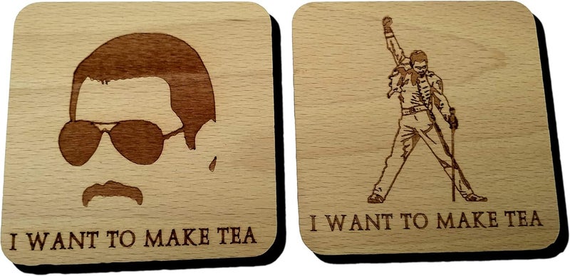 Fastcraft QUEEN FREDDIE MERCURY COASTER DRINK MAT ENGRAVED PRESENT GIFT (Both BEECH) - Image 3
