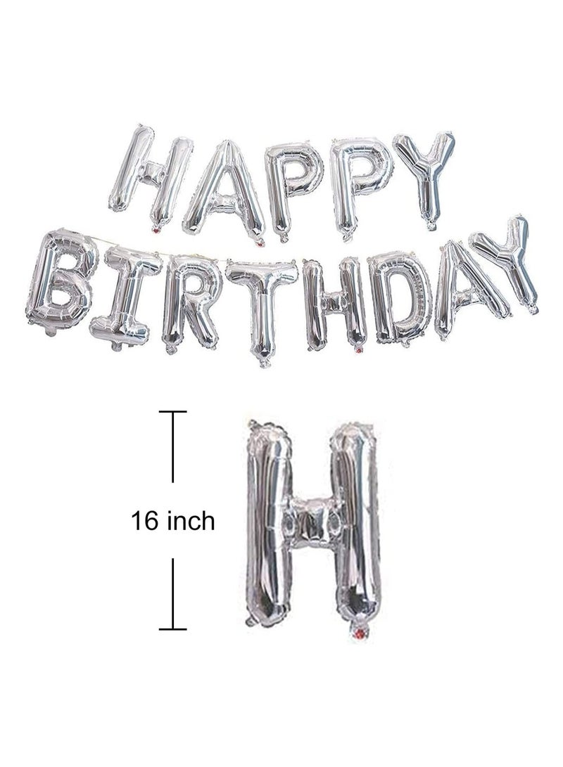مارك لافتة بالونات عيد ميلاد SilverHappy [16 بوصة] - لافتة حروف عيد ميلاد من رقائق المايلر لتزيين حفلات الأطفال والكبار - Image 3