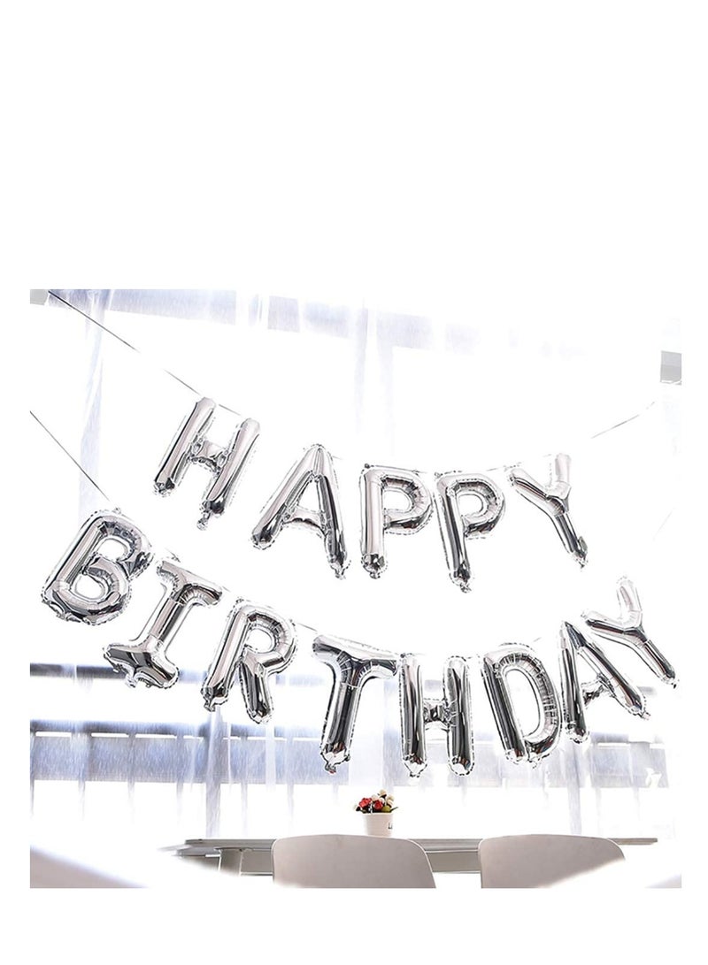 مارك لافتة بالونات عيد ميلاد SilverHappy [16 بوصة] - لافتة حروف عيد ميلاد من رقائق المايلر لتزيين حفلات الأطفال والكبار - Image 5