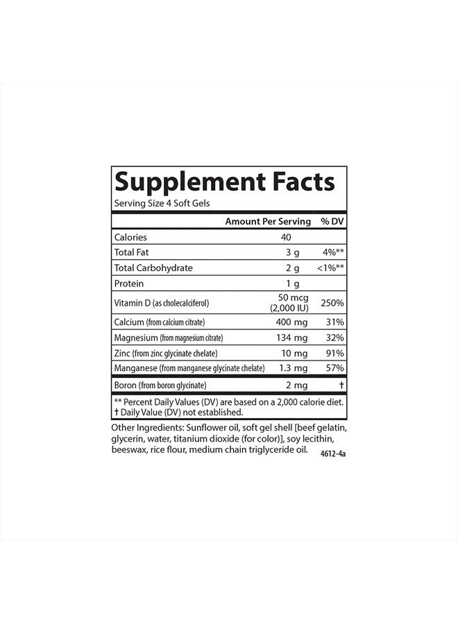 Carlson Nutra-Support Bone, Calcium, Magnesium & Vitamin D3, Bone Health, Calcium Absorption & Optimal Wellness, 180 Softgels - Image 4