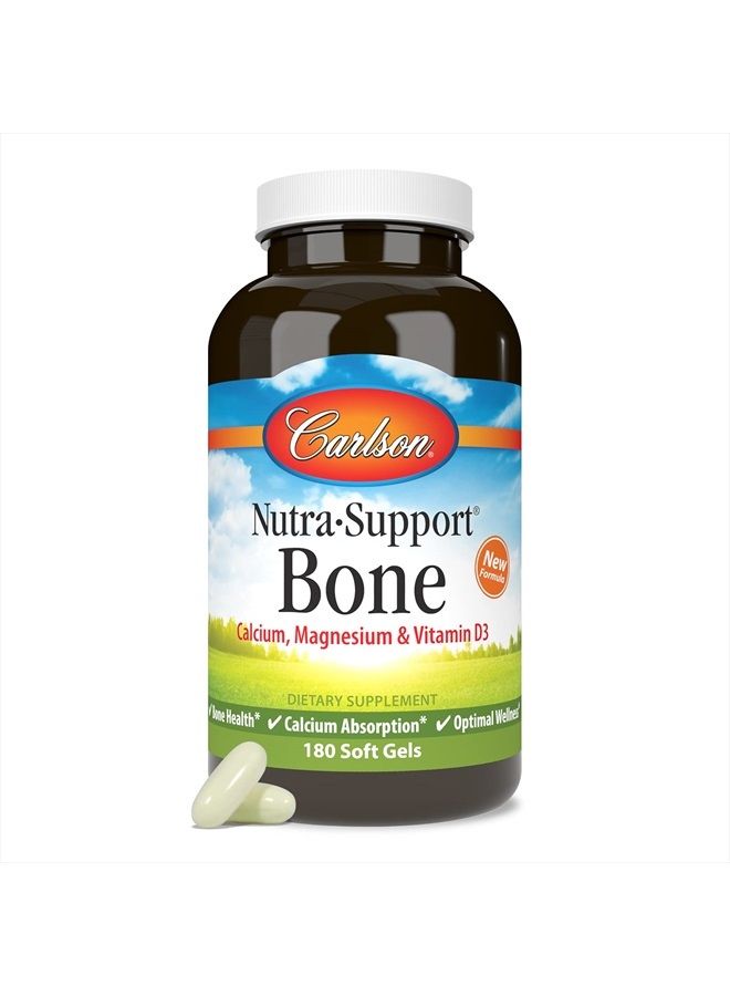 Carlson Nutra-Support Bone, Calcium, Magnesium & Vitamin D3, Bone Health, Calcium Absorption & Optimal Wellness, 180 Softgels - Image 5