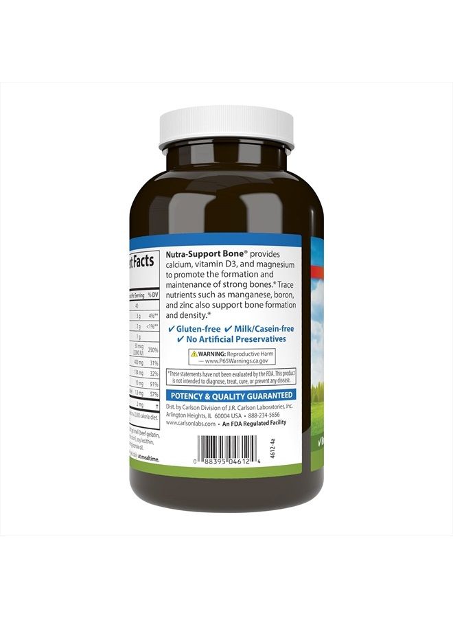 Carlson Nutra-Support Bone, Calcium, Magnesium & Vitamin D3, Bone Health, Calcium Absorption & Optimal Wellness, 180 Softgels - Image 3