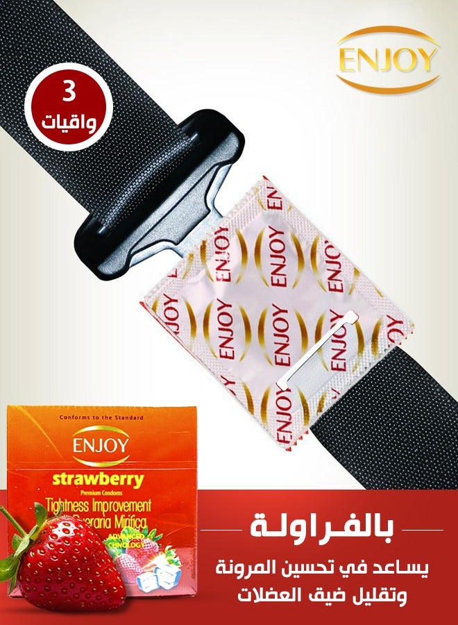 ENJOY Strawberry Premium Condoms 3 Pieces - Image 4