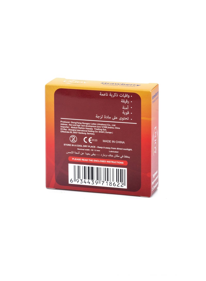 ENJOY Strawberry Premium Condoms 3 Pieces - Image 3