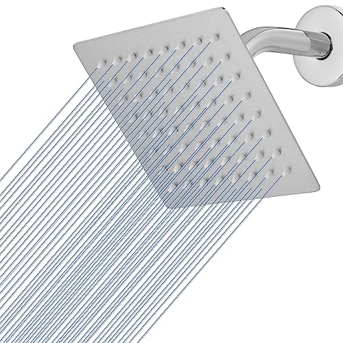Voolan Rain Shower head, High Pressure Shower Head Made of 304 Stainless Steel, Relaxed Shower Experience Even at Low Water Flow and Pressure(6" Brushed Nickel) - Image 1