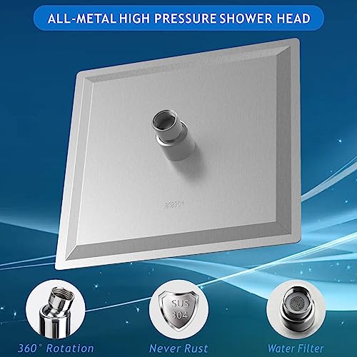 Voolan Rain Shower head, High Pressure Shower Head Made of 304 Stainless Steel, Relaxed Shower Experience Even at Low Water Flow and Pressure(6" Brushed Nickel) - Image 2
