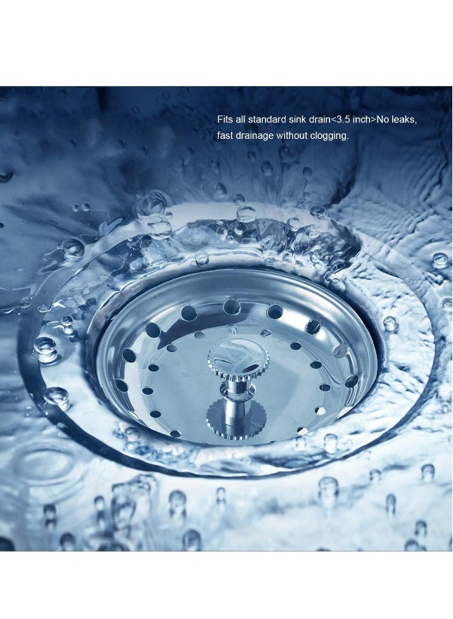 Sink Plug, Kitchen Sink Strainer, Waste Plug Filter Net Sink Strainers, Sink Plug Stainless, Steel Basket Drain Strainers Plug for Home Kitchen Bathroom, 78mm In Diameter - Image 2