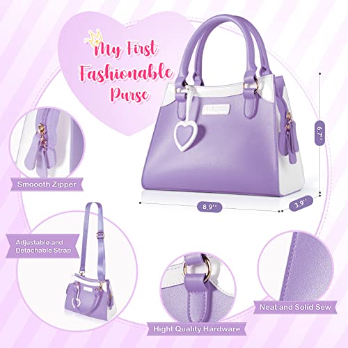 Shemira Play Purse for Little Girls, Princess Pretend Toys for Girls 3 4 5 6 7 8 Years Old, Christmas & Birthday Gift , Toddler Purse with Accessories, Kids Toy Purse, Purple - Image 3