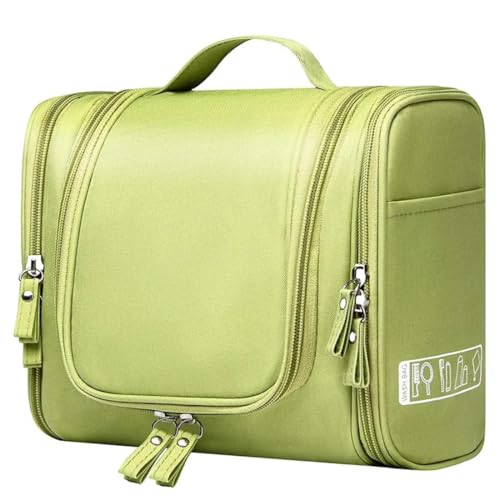 TS WITH TECHSUN Polyester Toiletry Cosmetic Makeup Bag For Women, Travel Organizer Waterproof Shower Wash Bag, Travel Kit Pack With Hanging Hook, Travel Essentials Pouch (Green), 5.7 Cm - Image 1