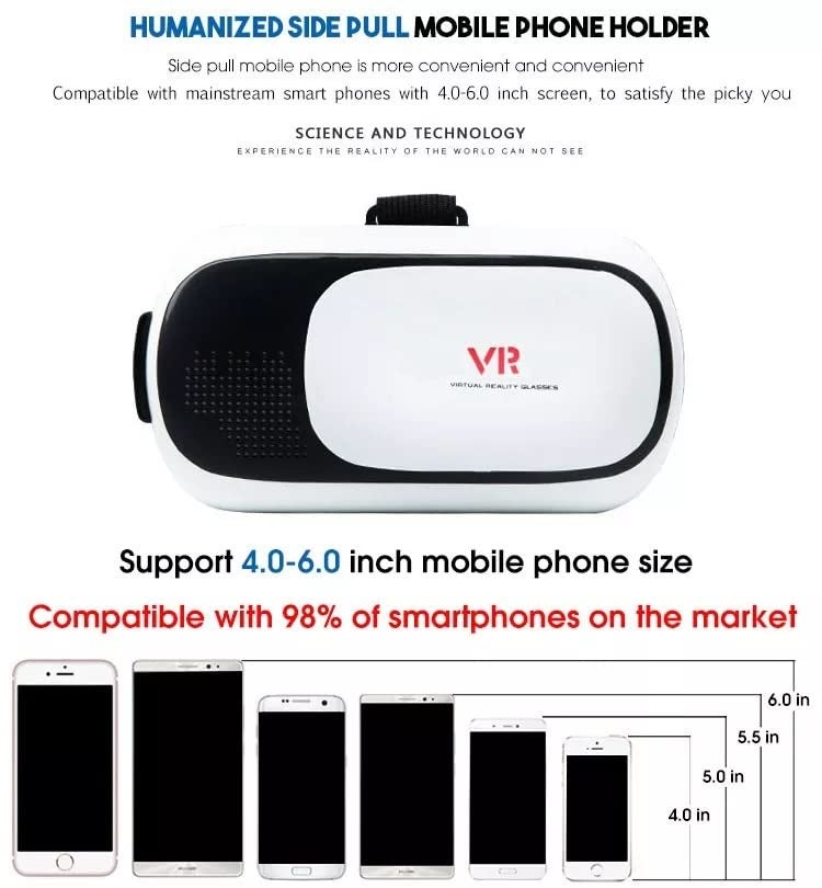 AUSHA® Virtual Reality Headset Glasses Anti-Radiation Adjustable Screen Headband Virtual Reality Box VR Headset Compatible with Any Phone - Image 4