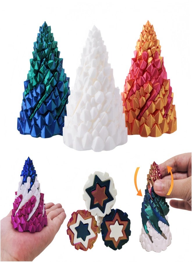 Yonaso 3 Pack Impossible Cone ，Spiral Cone Fidget Toys - Christmas Pine Cone Design with 3-Tier Stackable Spirals,3D Printed Desk Decor for Anxiety Relief, Cool Office Gift Set for Adults&Kids - Image 2