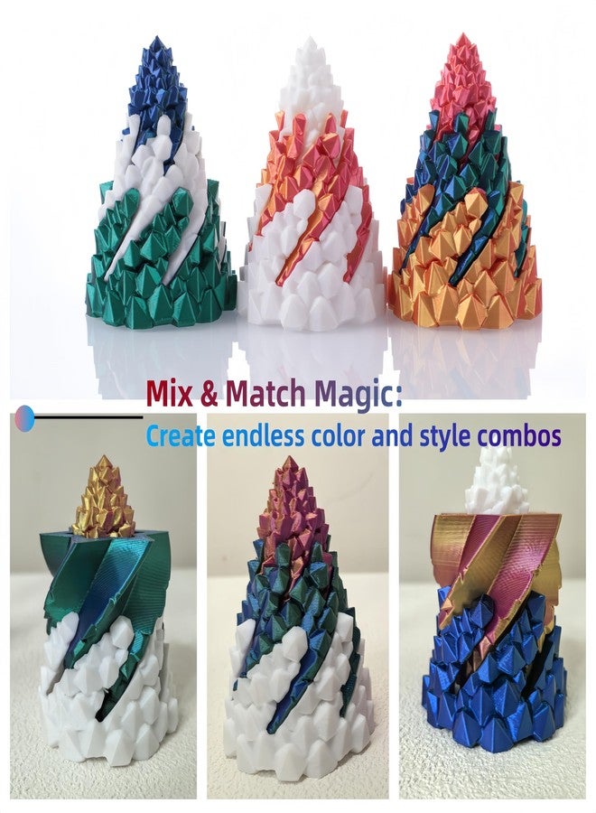 Yonaso 3 Pack Impossible Cone ，Spiral Cone Fidget Toys - Christmas Pine Cone Design with 3-Tier Stackable Spirals,3D Printed Desk Decor for Anxiety Relief, Cool Office Gift Set for Adults&Kids - Image 4