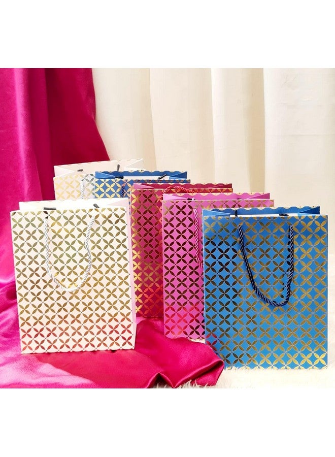 Satyam Kraft SATYAM KRAFT 6 Pcs Paper Gift Bags with Handles | Gift for Her/Him, Mothers Day Gifting, Bags,Wedding Return Gifts, Birthday, Shopping & Party | Eco-Friendly Reusable Bags (Multicolor, 23 x 18 cm) - Image 1