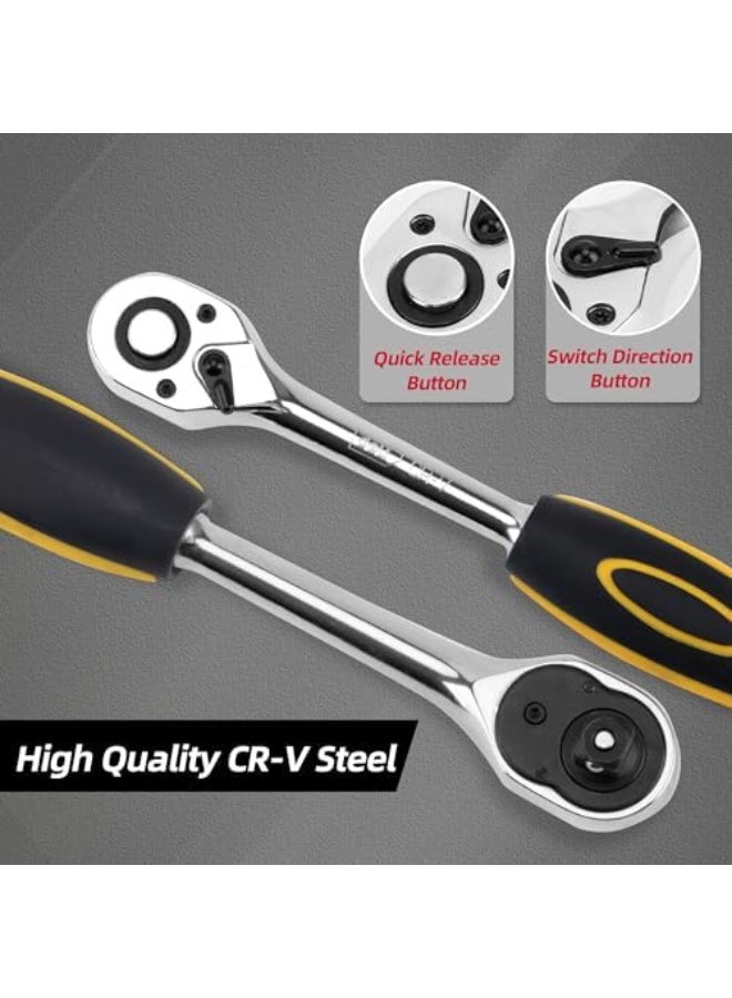 Deli 12-Piece 1/4-Inch Socket Wrench Set – Chrome Vanadium, Durable Case - Image 4