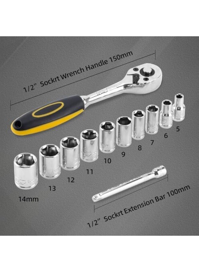 Deli 12-Piece 1/4-Inch Socket Wrench Set – Chrome Vanadium, Durable Case - Image 5