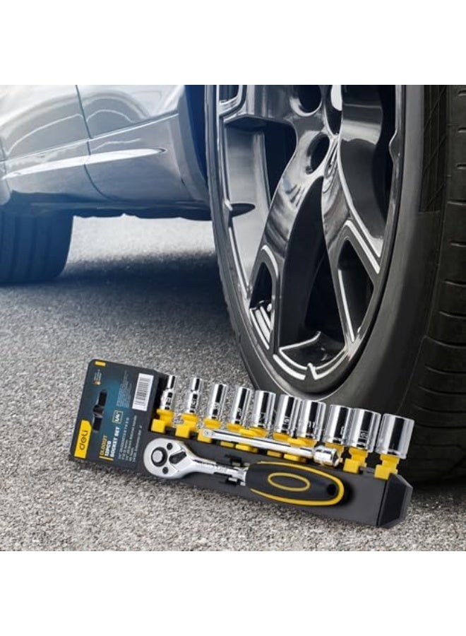 Deli 12-Piece 1/4-Inch Socket Wrench Set – Chrome Vanadium, Durable Case - Image 2
