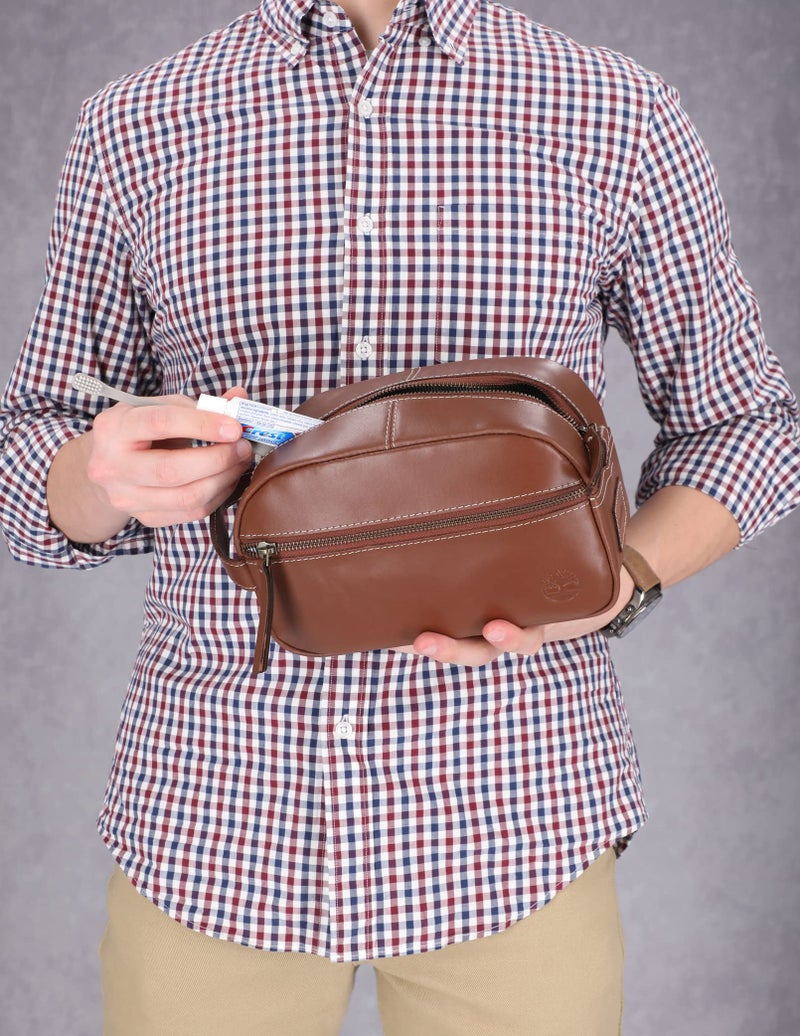 Timberland mens Nevada Leather Travel Kit Packing Organizers, Cognac, One Size US - Image 2