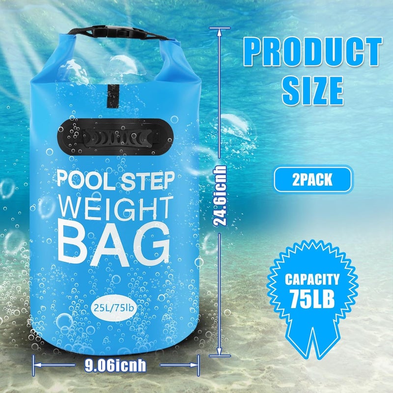 RGJ 2 Pack Universal Pool Step Weights, 25L/50LB No Breaken Pool Ladder Weights for Above Ground Pools, Waterproof Pool Sand Stair Weights for Pool Steps, Easy&Quick Fill Sand (Sky Blue) - Image 2
