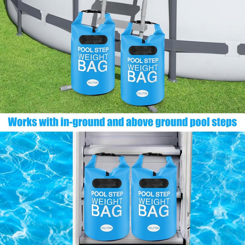RGJ 2 Pack Universal Pool Step Weights, 25L/50LB No Breaken Pool Ladder Weights for Above Ground Pools, Waterproof Pool Sand Stair Weights for Pool Steps, Easy&Quick Fill Sand (Sky Blue) - Image 4