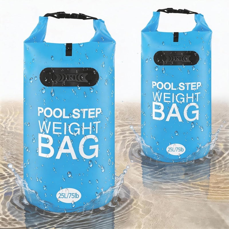 RGJ 2 Pack Universal Pool Step Weights, 25L/50LB No Breaken Pool Ladder Weights for Above Ground Pools, Waterproof Pool Sand Stair Weights for Pool Steps, Easy&Quick Fill Sand (Sky Blue) - Image 1