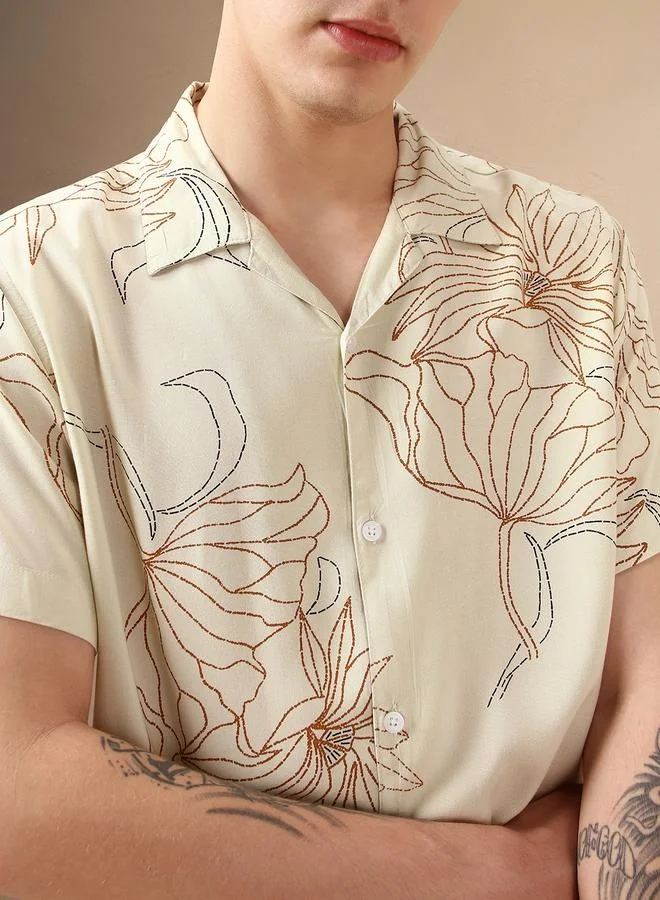 Dennis Lingo Relaxed Fit Multi Casual Shirt Cuban Collar