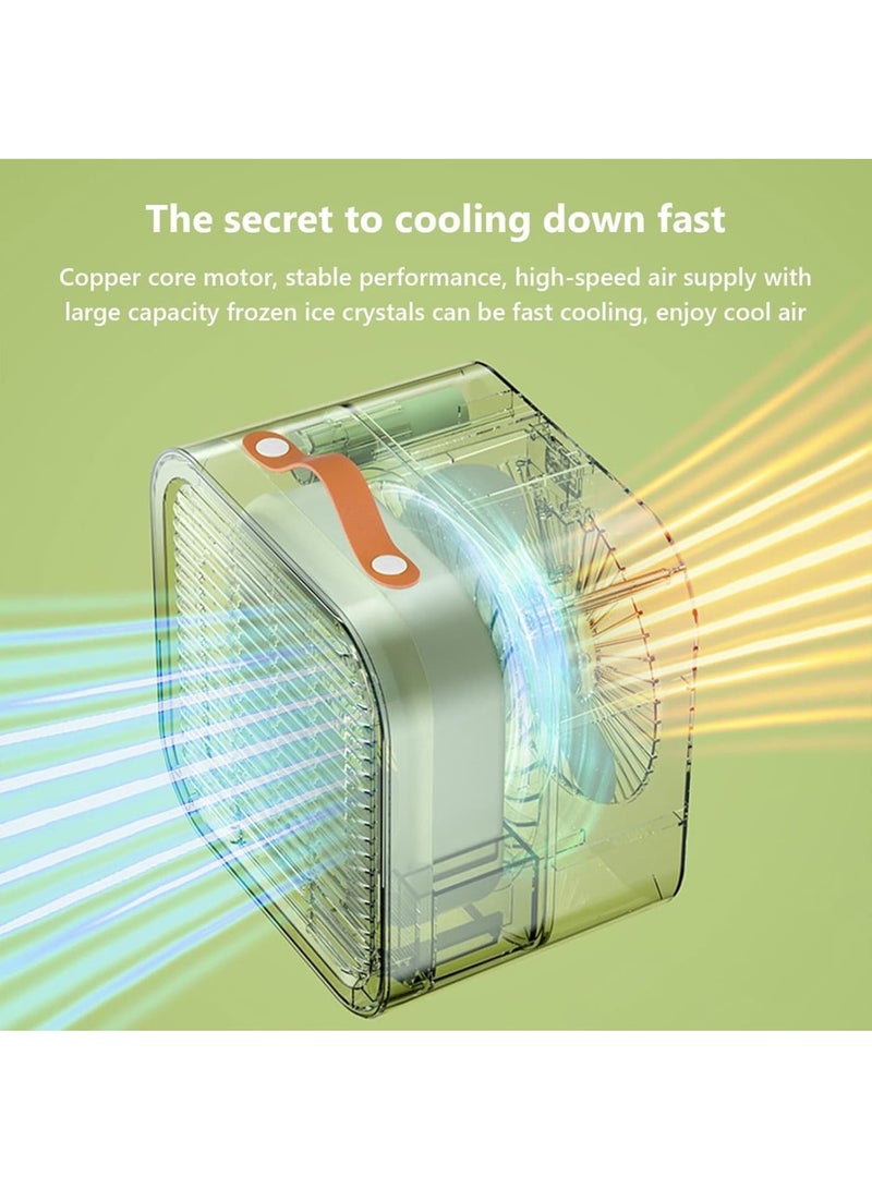 Zikra Portable Energy Efficient Air Conditioners, Air Conditioner with 3-Speed Adjustment, Handle, Tower Fan with Ice Water, Mini Air Conditioner for Room,Camping and Office, Silent Air Cooler Fan, Green - Image 3