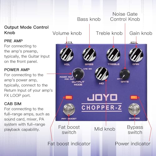 JOYO Distortion Effect Pedal Modern Metal Tone High Gain Amp Simulators All-in-one Pedal with 3 Band EQ for Electric Guitar (CHOPPER-Z R-18) - Image 2