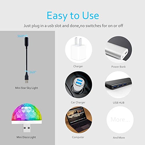 STELA أضواء النجوم USB STELA مع ضوء ديسكو صغير، أضواء ليلية، مصباح ليلي رومانسي مرن بتقنية USB للسيارات، سقف الحفلات، غرفة النوم، ديكور محمول، جو داخلي مريح - Image 2