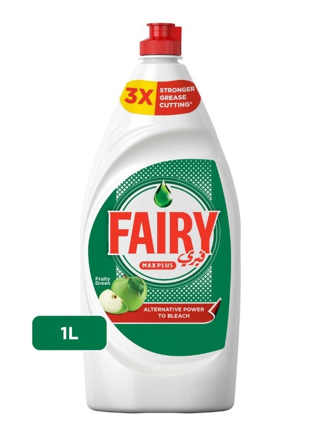Fairy Plus Fruity Green Dishwashing Liquid Soap With Alternative Power To Bleach 1L - Image 1