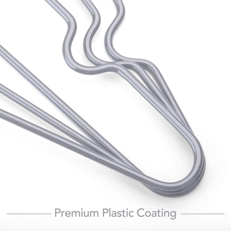 HOUSE DAY 10-Pack Grey Metal & Plastic Hangers - Heavy Duty Anti-Slip - Image 2