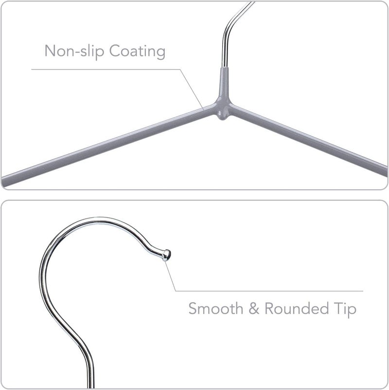 HOUSE DAY 10-Pack Grey Metal & Plastic Hangers - Heavy Duty Anti-Slip - Image 3