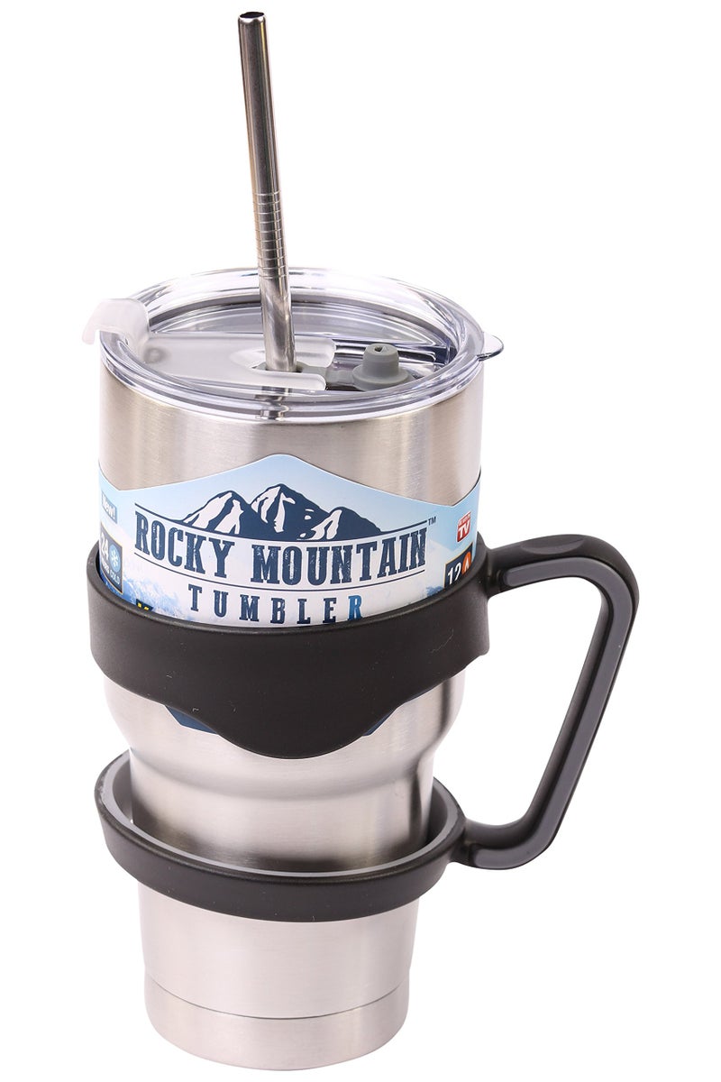 CocoStraw 4 Bend Stainless Steel Straws for Rocky Mountain 30 Ounce Double-Wall Tumbler Vacuum Cup - CocoStraw Brand Drinking Straw TV (4 Straws + Lid + Handle) - Image 2