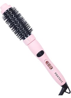 FoxyBae FoxyBae Hottie Hot Ceramic Tourmaline Hair Brush  Curling Round Brush  Straightener  Loose  Volume Curls  MultiStyler Thermal Brush  Fight Frizz  Add Volume Blush 125 inch 