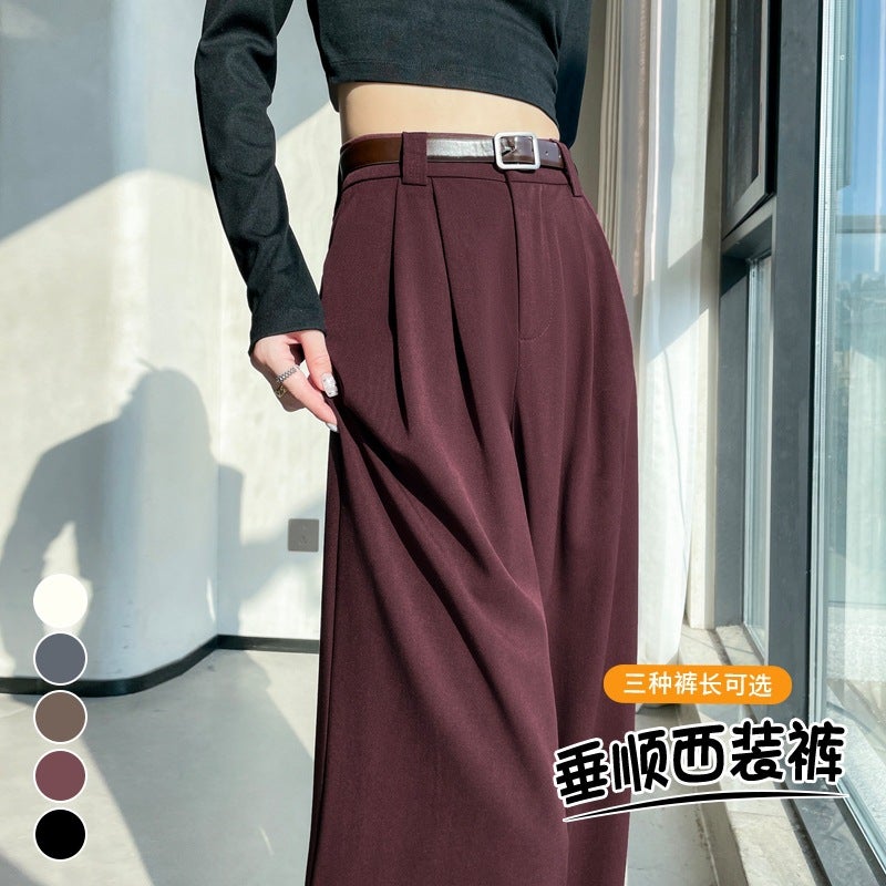 Ancora Red High-End Suit Wide-Leg Pants Women'S Autumn New High Waist Dummy Casual Straight Pants For Small Men - Image 3