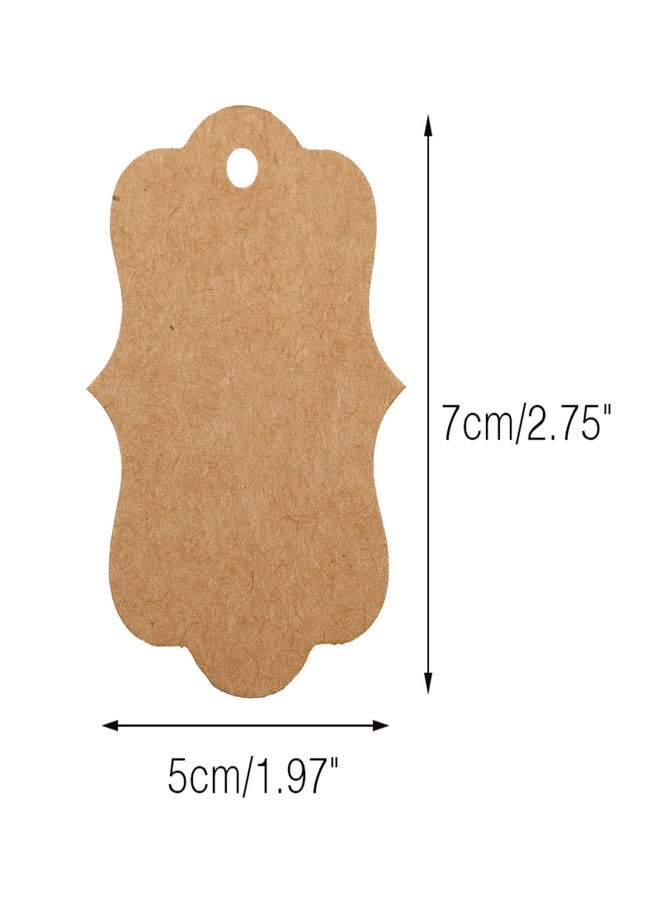 joycraft 100Pcs Brown Paper Tags, 2.7x2 inch Blank Paper Tags with String, Scalloped Price Hangtags, Blank Gift Hanging Labels for Gift Wrapping, Wedding, Merchandise, DIY Craft, Party Favor - Image 2