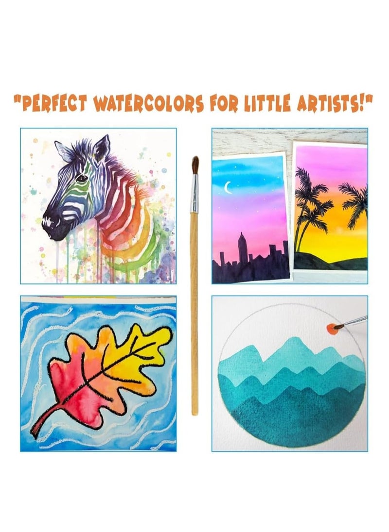 FLAMINGO Kids Watercolor Paint Set – 12-Color Drawing Kit with Brushes | Non-Toxic Art Supplies for Children’s Creativity & Imagination | Creative Painting Kit for Toddlers & Preschoolers | Beginner Watercolor Set for Kids  - Image 5