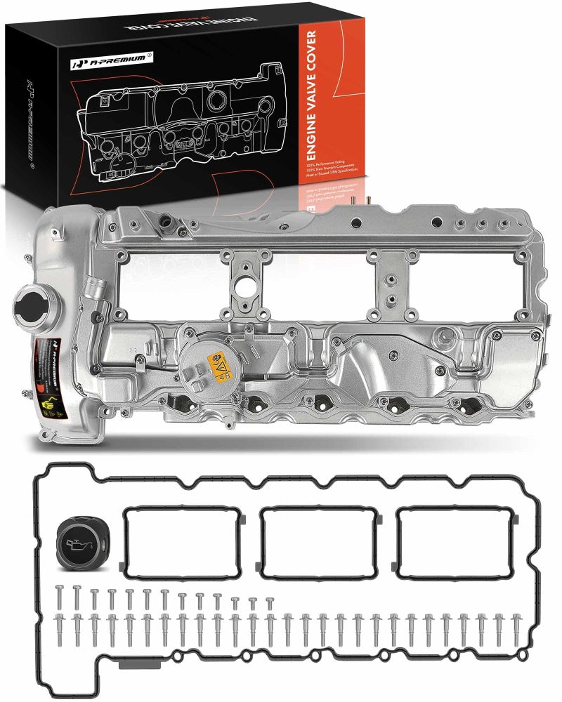 A-Premium Upgraded Aluminum N55 Engine Valve Cover Kit Compatible with 2011-2019 BMW Model - 328i 335i 435i 530i 535i 640i 740i 740Li (xDrive) X3 X5 X6, 3.0L Turbo, Replace # 11127570292 - Image 1