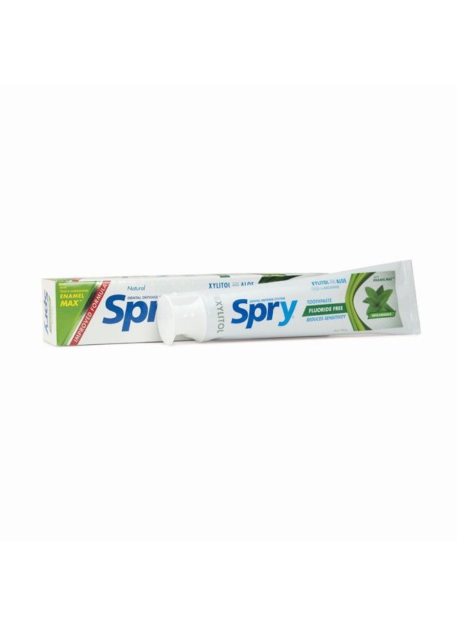 Spry Xylitol Toothpaste 5oz, Fluoride Free Toothpaste Adult and Kids, Teeth Whitening Toothpaste with Xylitol, Natural Breath Freshening, Mouth Moisturizing Ingredients, Spearmint (Pack of 3)  - Image 1
