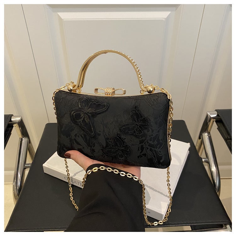 National Style Niche Design Butterfly Love Flower White Small Square Bag Women'S Chain Handbag Crossbody Bag - Image 3