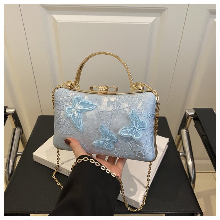 National Style Niche Design Butterfly Love Flower White Small Square Bag Women'S Chain Handbag Crossbody Bag - Image 4