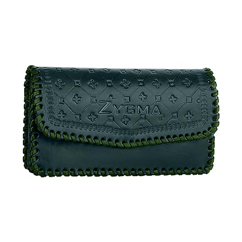 zygma Handmade Genuine Leather Clutch Purse for Womens,Hard Leather Clutch Gift For Women,Pure Leather Wallet For ladies(Green) - Image 1