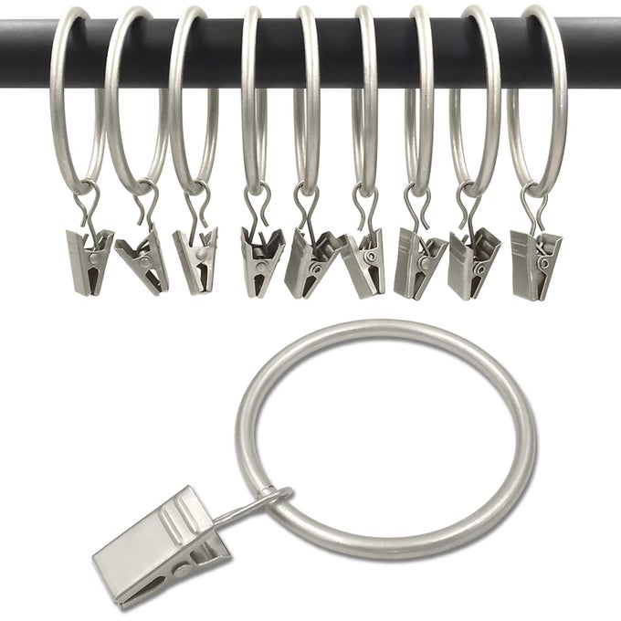40 PACK MATTE SILVER CURTAIN RINGS WITH CLIPS CURTAIN HOOKS HANGERS CLIP RINGS FOR HANGING DRAPES BOWS HAT DRAPERY RINGS 177 IN I D FITS UP TO 15 IN DIAMETER CURTAIN ROD