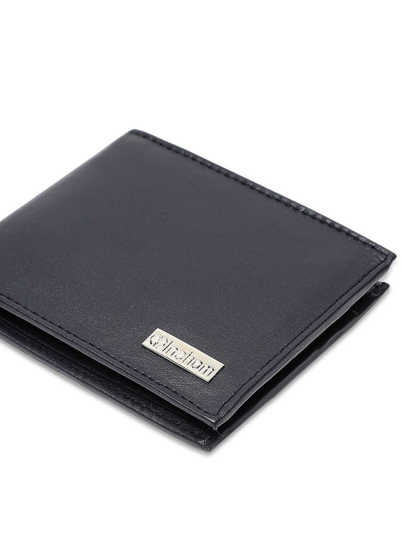 Inahom Bi-Fold Organised Wallet Flat Nappa Genuine and Smooth Leather Upper IM2021XDA0004-400-Navy Blue
