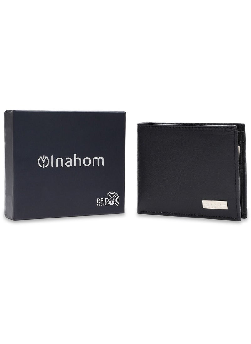 Inahom Bi-Fold Organised Wallet Flat Nappa Genuine and Smooth Leather Upper IM2021XDA0004-400-Navy Blue