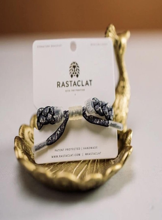 Rastaclat Braided Bracelet for Men and Women - Di-Ou Black/White/Silver Adjustable Stackable & Made by Hand (Medium/Large) - Image 4